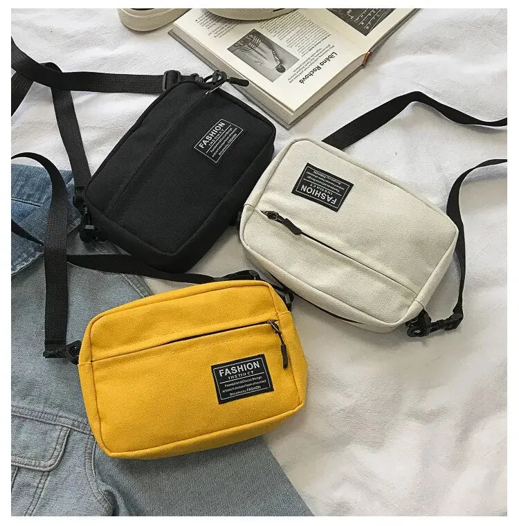 Casual Women Waist Packs Canvas Fashion Coin Purse Multifunctional Small Crossbody Bag for Women Short Wallet Sport Chest Bag.