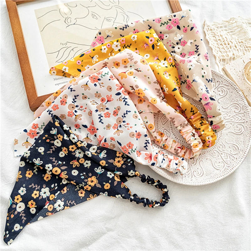 Floral Triangle Head Wrap Bandana for Women - Elastic Hair Accessories for Spring and Summer