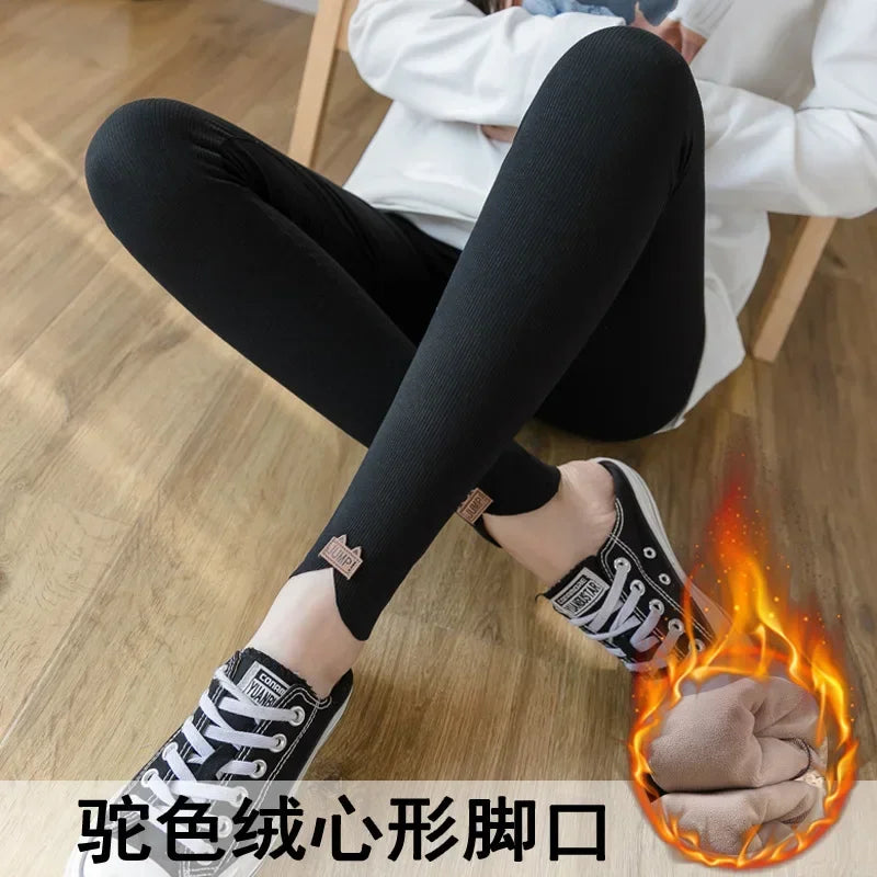 Winter Open Crotch Hot Pants Women Thick Sexy Gym Leggings Warm Keep Sport Push Up Crotchless Clubwear Cloth Fleece Add.