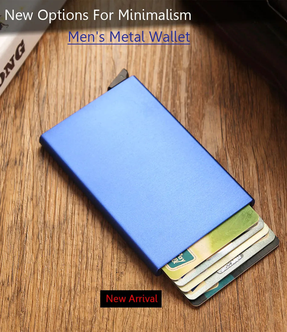 Rfid Smart Wallet Card Holder Metal Thin Slim Men Women Wallets Pop Up Minimalist Wallet Small Black Purse Vallet Walets for Men.