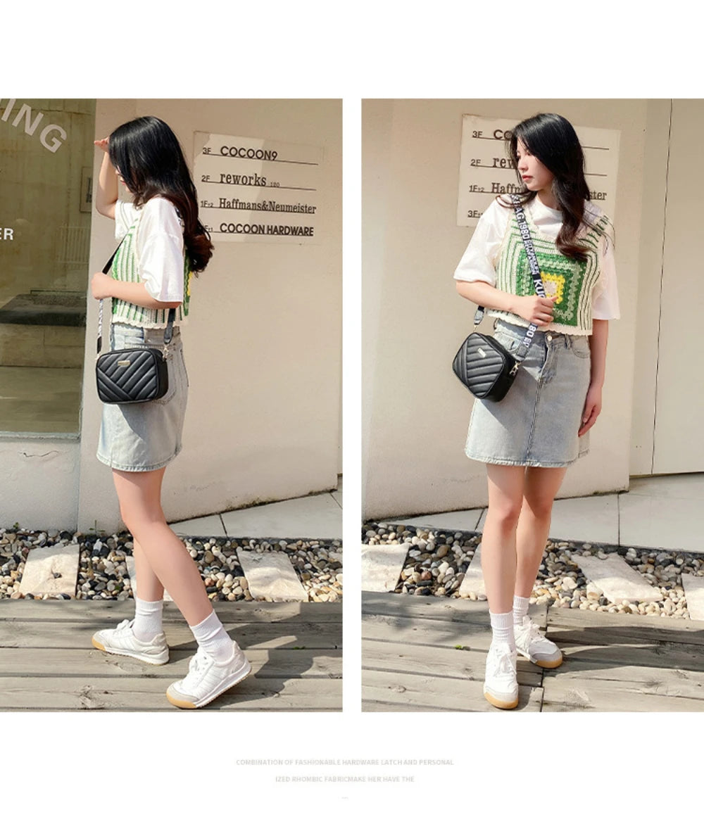 High Quality PU Shoulder Bags for Woman's Handbag Simple Crossbody Casual Messenger Bag Female Cool Shoulder Bags Phone Bag.