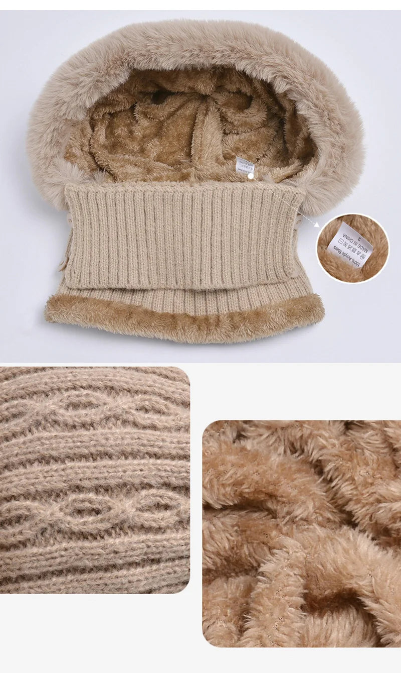 Cozy Women's Winter Knitted Beanie and Scarf Set with Plush Pompom and Fleece Lining for Ultimate Warmth and Neck Protection.