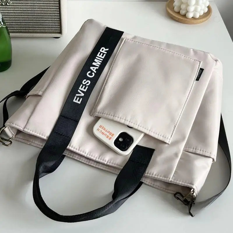 New Casual Tote Large Capacity Shoulder Bag Nylon Waterproof Canvas Handbag Simple Fashion Messenger Bags For Schoolgirl.