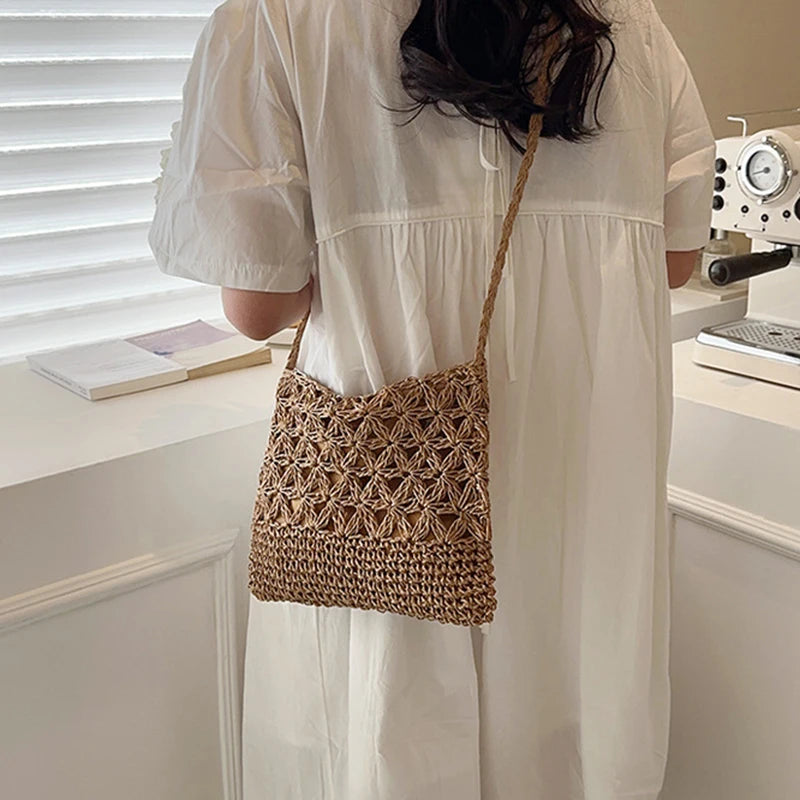 Small Fresh Crossbody Bag, Women's Bag, Straw Woven Shoulder Bag, Niche And Versatile Woven Bag, Simple And Fashionable Handbag.