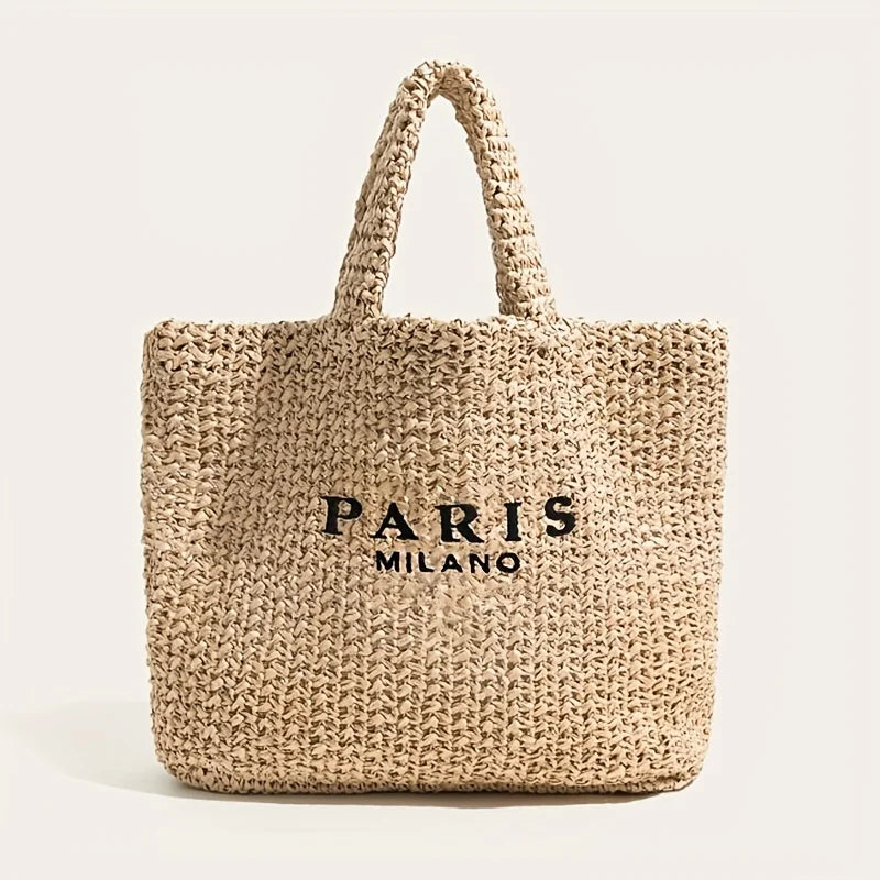 Casual Large Capacity Straw Tote Bag Designer Letters Women Handbags Handmade Woven Summer Beach Bag Big Shopper Purses 2024.