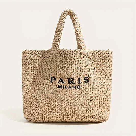 Casual Large Capacity Straw Tote Bag Designer Letters Women Handbags Handmade Woven Summer Beach Bag Big Shopper Purses 2024.