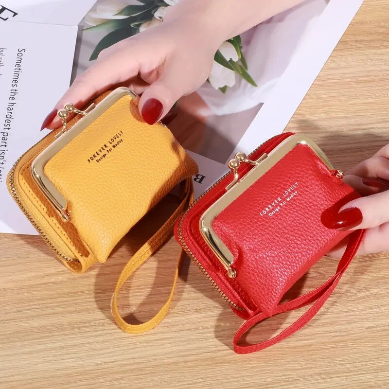 Wallet Women's Fashion Wrist Strap Short Zero Wallet Large Capacity Coin Clip Bag Multiple Card Positions Card Bag Money Clip.