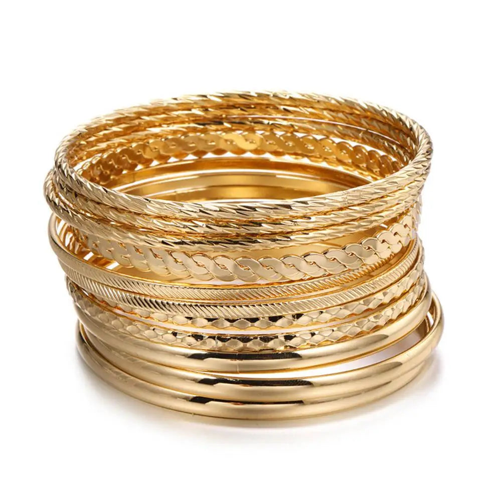 12pcs Punk Curb Cuban Chain Bracelets Set for Women Miami Boho Thick Gold Color Charm Bracelets Bangles Fashion Jewelry Y2C7.