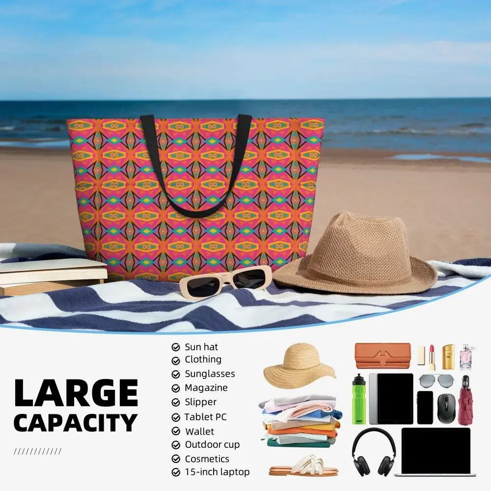 Custom African Kente Cloth Design Tote Bag for Women Large Capacity Traditional Africa Ethnic Ankara Beach Gym Travel Bags