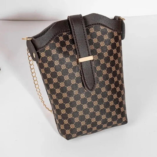 Fashionable Ladies Phone Bag Chain Strap Crossbody Bag Coin Purse Trendy Simple Style Vertical Square Shape Small Size Mobile.