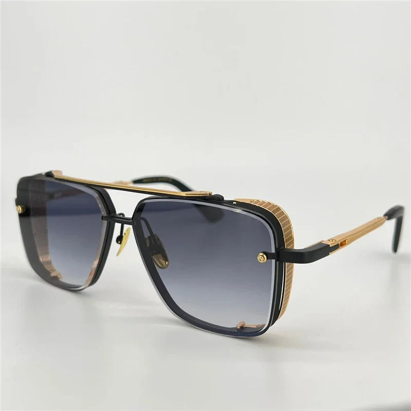 LIMTED EDITION M Six Men's Vintage Metal Sunglasses with Frameless UV 400 Lens - Stylish Square Design.