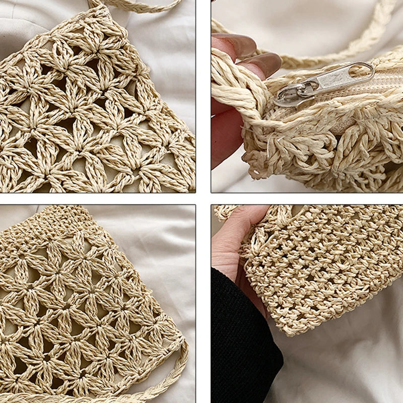 Small Fresh Crossbody Bag, Women's Bag, Straw Woven Shoulder Bag, Niche And Versatile Woven Bag, Simple And Fashionable Handbag