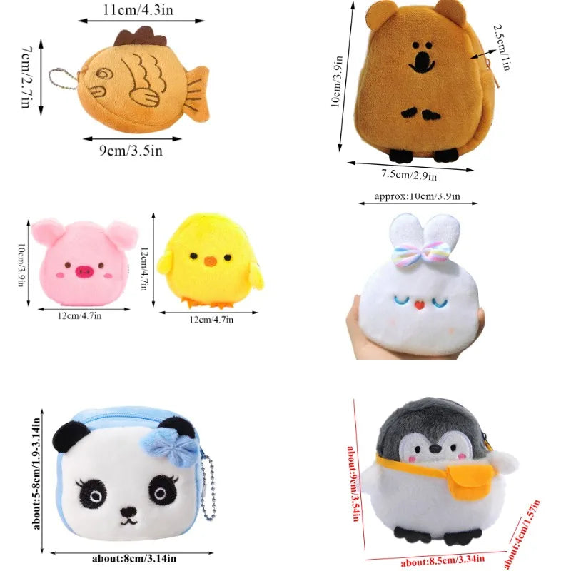 New Japan Cute Plush Snapper Fish Doll Coin Purse Wristlet Bag Cartoon Wallet Mini Zipper Girl Coin Wallet Cable Headset Bag`.