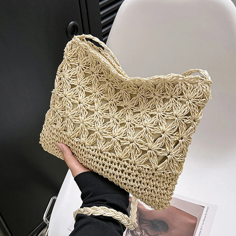 Small Fresh Crossbody Bag, Women's Bag, Straw Woven Shoulder Bag, Niche And Versatile Woven Bag, Simple And Fashionable Handbag