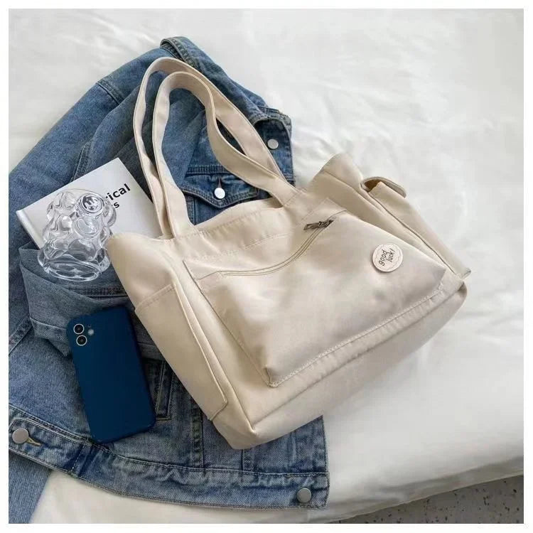 Women's Fashion Shoulder Bag Class Large Capacity Student Tote Bag 2024 New Canvas Commuter Handbag Women Bag