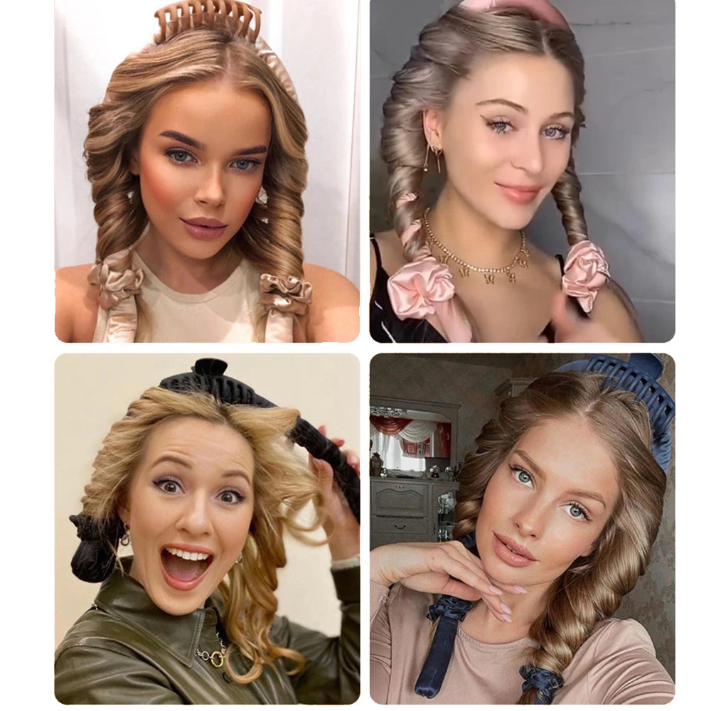 Fashionable Heatless Curling Headband for Soft, Shiny Curls - Multi-functional Hair Styling Tool.