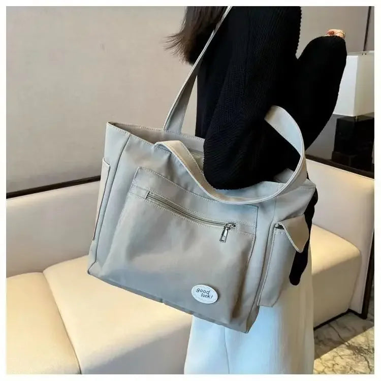 Women's Fashion Shoulder Bag Class Large Capacity Student Tote Bag 2024 New Canvas Commuter Handbag Women Bag