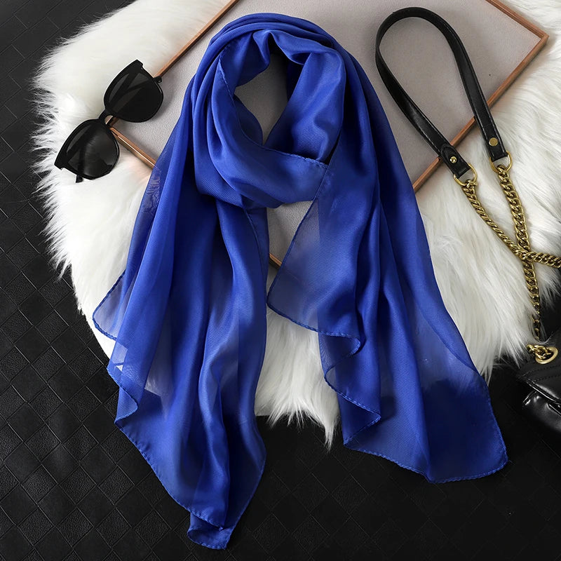 2023 Stylish Women's Solid Color Silk Beach Scarf and Headband Wraps for Sun Protection.