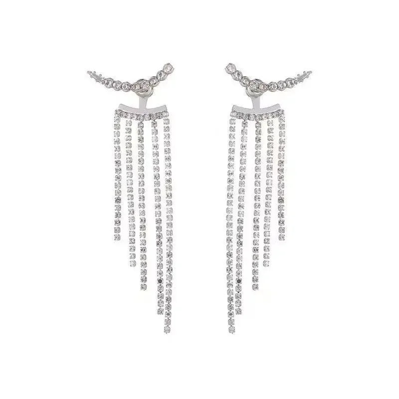 2023 Luxury Women's Earrings Rhinestone Fringe Hanging Zircon Earrings New Shiny Wedding Statement Party Jewelry Gifts.