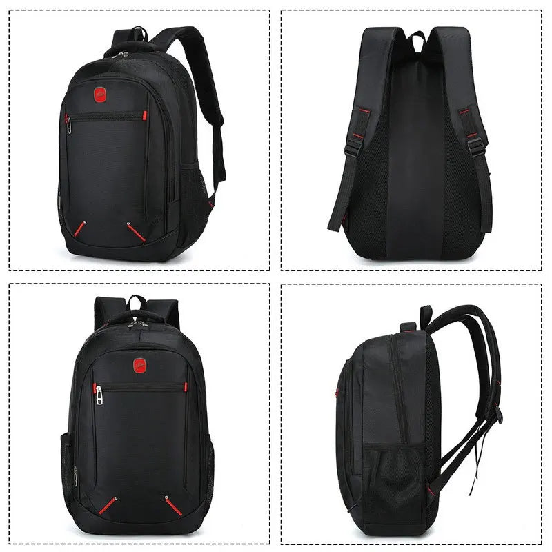 Large-capacity Student School Bag Casual Solid Color Backpack Material Oxford Men New Backpack Multi-functional  Simple Bag.