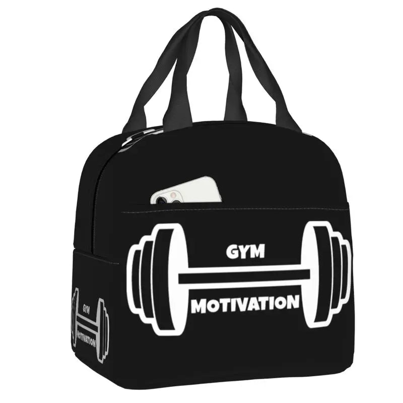 Gym Motivation 
Dumbbell Insulated Lunch Bag for Camping Travel Bodybuilding Leakproof Cooler Thermal Lunch Box Women Children.