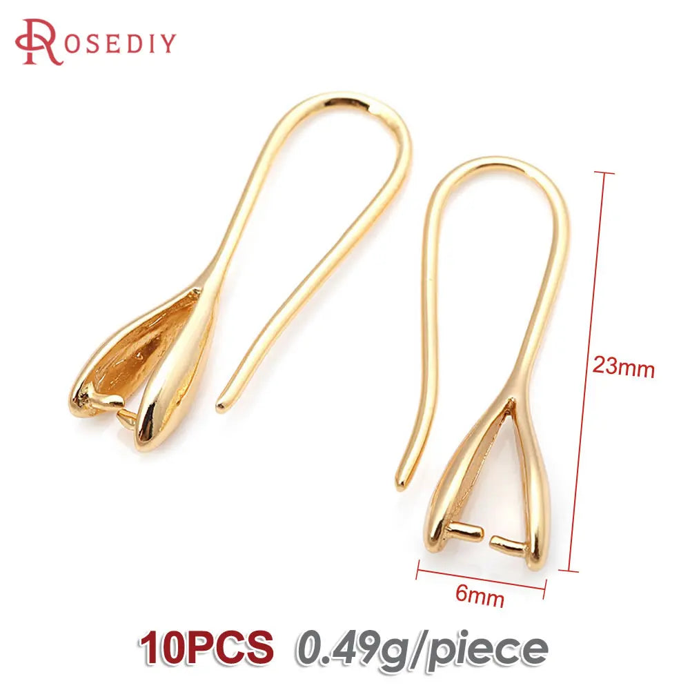 10PCS 18K Gold Color Brass with Clasps Clip Earrings Hooks High Quality Diy Jewelry Making Earrings Accessories for Women.