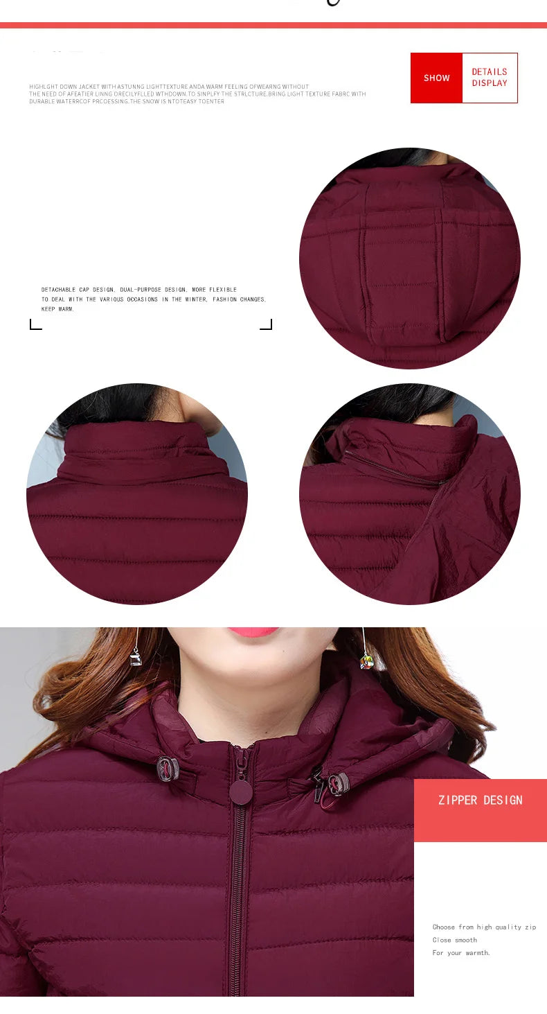 Winter Jackets for Women Cotton Padded Ultralight Coat Women's Parkas Lady Winter Thickened Slim Warm Jacket Female Hooded Parka.