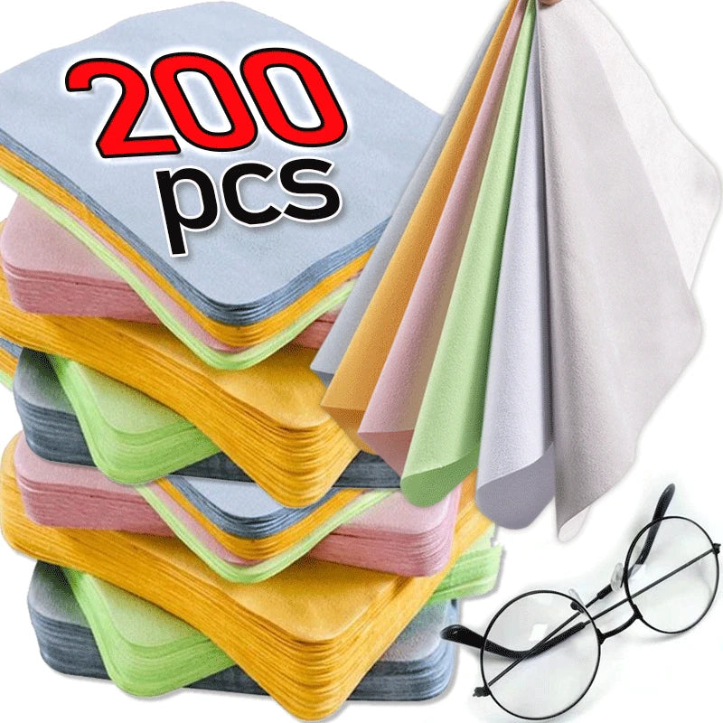 Microfiber Cleaning Cloths for Glasses and Screens - 10 to 200 Pcs, 13x13cm.