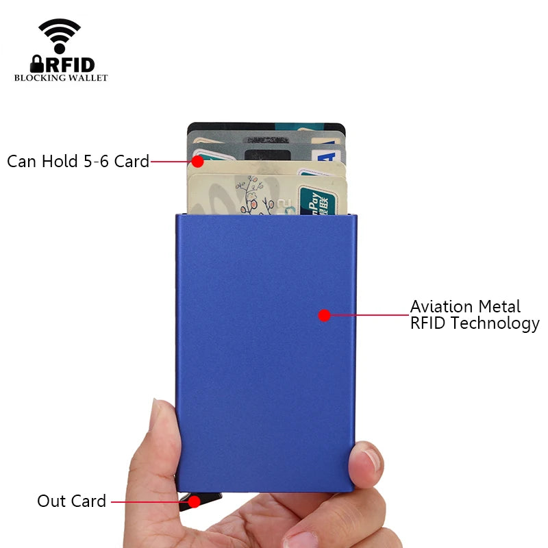 Rfid Smart Wallet Card Holder Metal Thin Slim Men Women Wallets Pop Up Minimalist Wallet Small Black Purse Vallet Walets for Men.