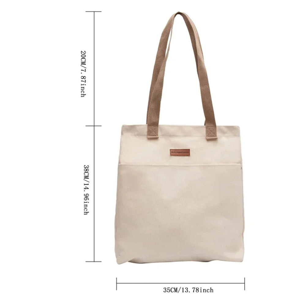 1Pcs Women's Tote Bag Canvas Sewing Thread Large Capacity Advanced Sense Handbag Convenient Practical Female's Commuter Bag.