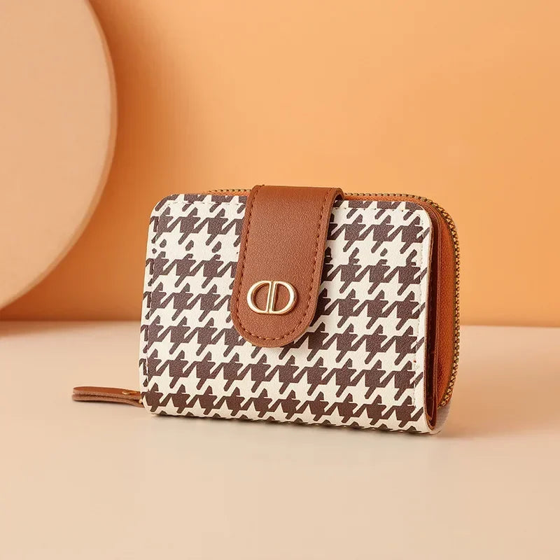 Light Luxury Women Short Wallet Buckle Zipper PU Leather Coin Purse Multi Card Anti Demagnetization Large Capacity Small Wallet.