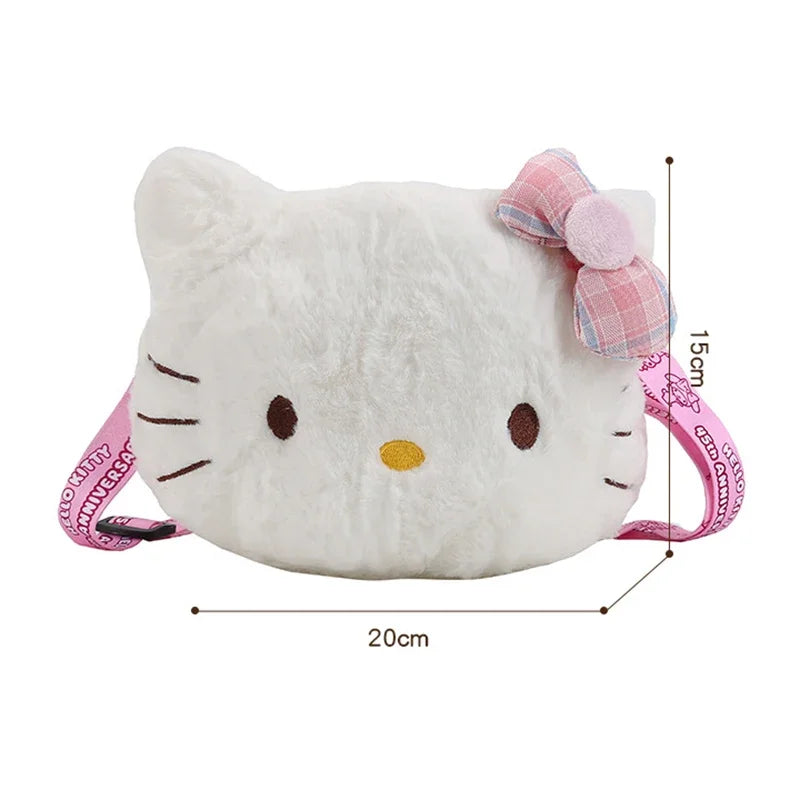 Women Girl Sanrio Hello Kitty Mini Shoulder Bag Kawaii Cartoon Messenger Plush Earphone Bag Girl Kids Cute Luxury Designer 2024.