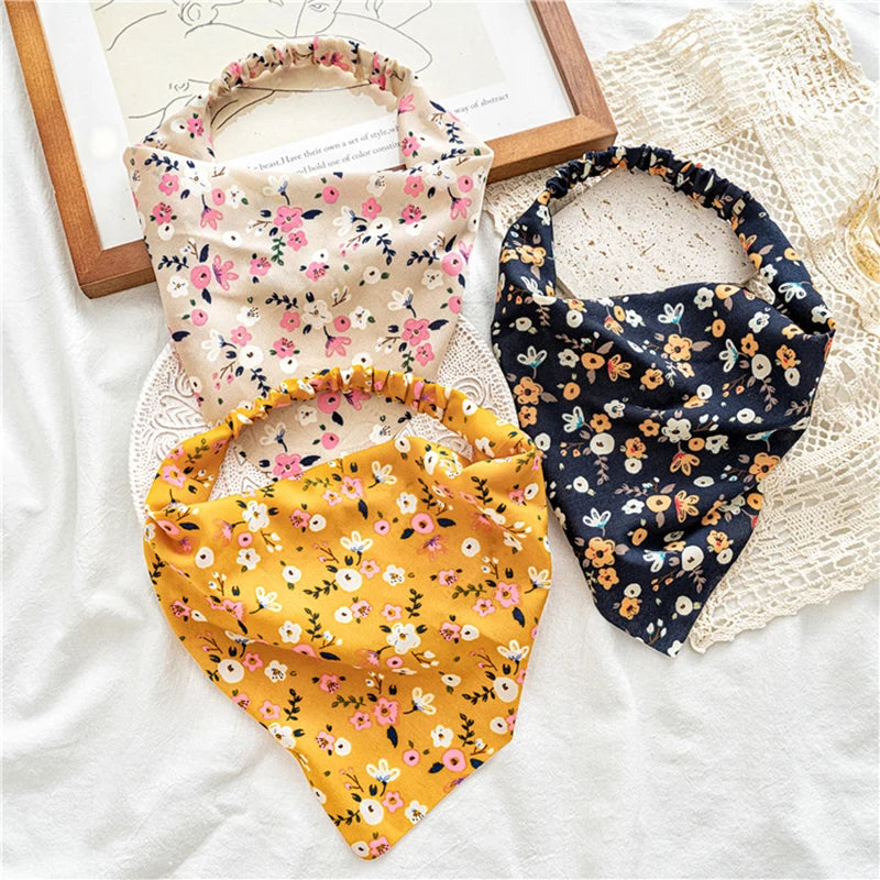 Floral Triangle Head Wrap Bandana for Women - Elastic Hair Accessories for Spring and Summer.