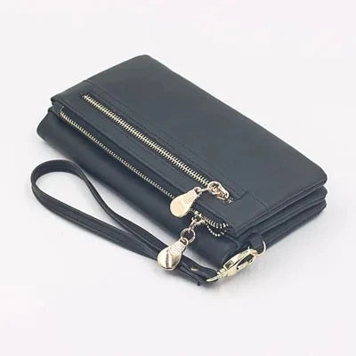 Yogodlns Fashion Nubuck Leather Wallet Female Double Zipper Lady Handbag Clutch Multi-layer Purse Shopping Women Wallet Purse.