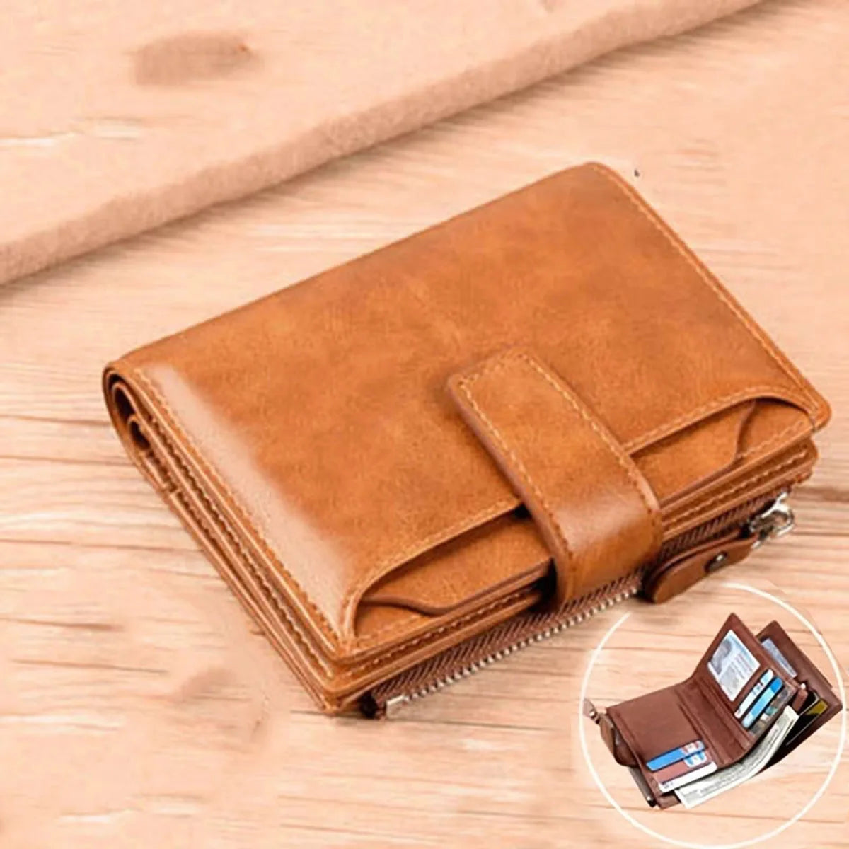 Men's Coin Purse Wallet RFID Blocking Man PU Leather Wallet Zipper Business Card Holder Money Bag Wallet Male.