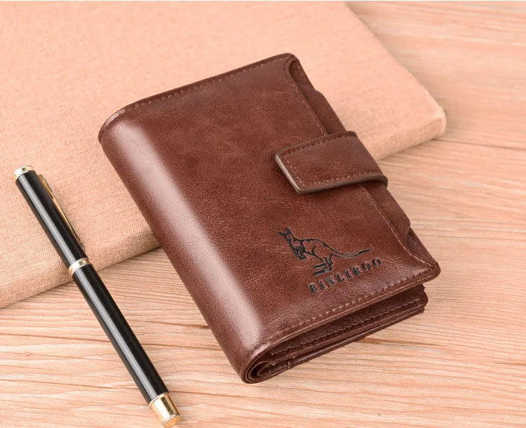 Men's Coin Purse Wallet RFID Blocking Man PU Leather Wallet Zipper Business Card Holder Money Bag Wallet Male.