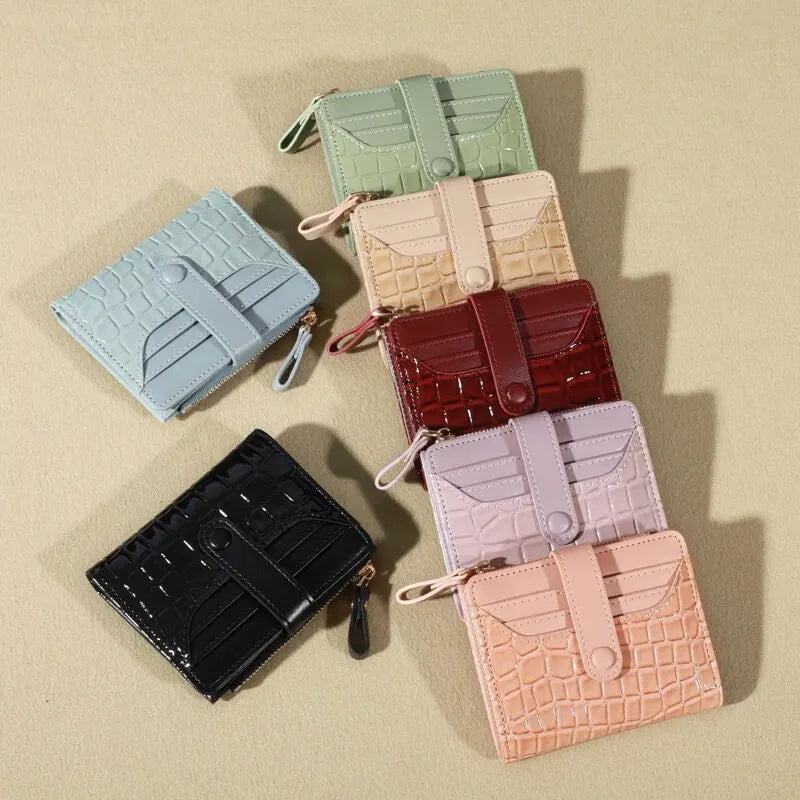 Mini Crocodile Print Clutch Wallet, Short Credit Card Holder, Women's Card Case & Coin Purse