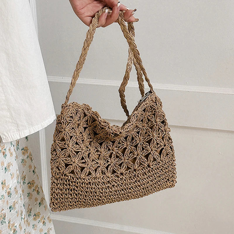 Small Fresh Crossbody Bag, Women's Bag, Straw Woven Shoulder Bag, Niche And Versatile Woven Bag, Simple And Fashionable Handbag