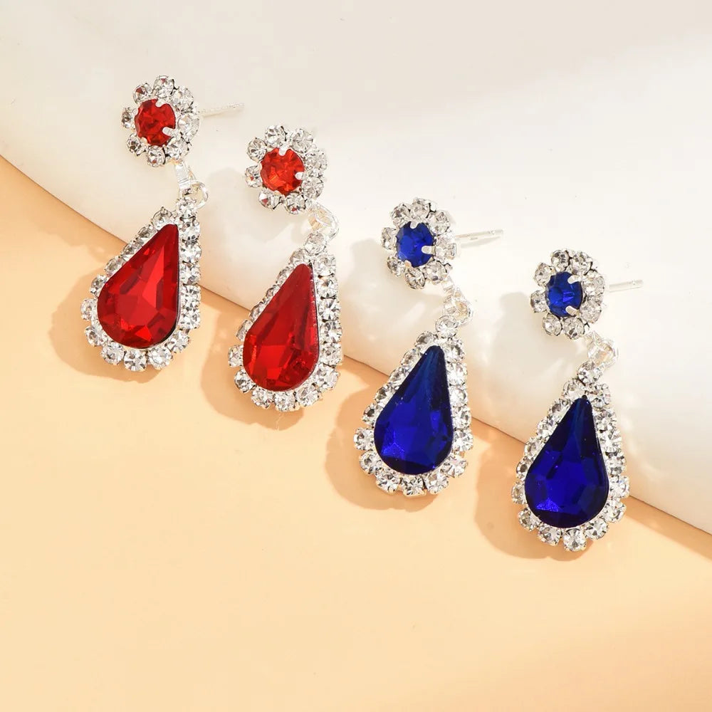 3 pieces of women's crystal droplet necklace with earrings set for wedding evening dress Elegant accessories.