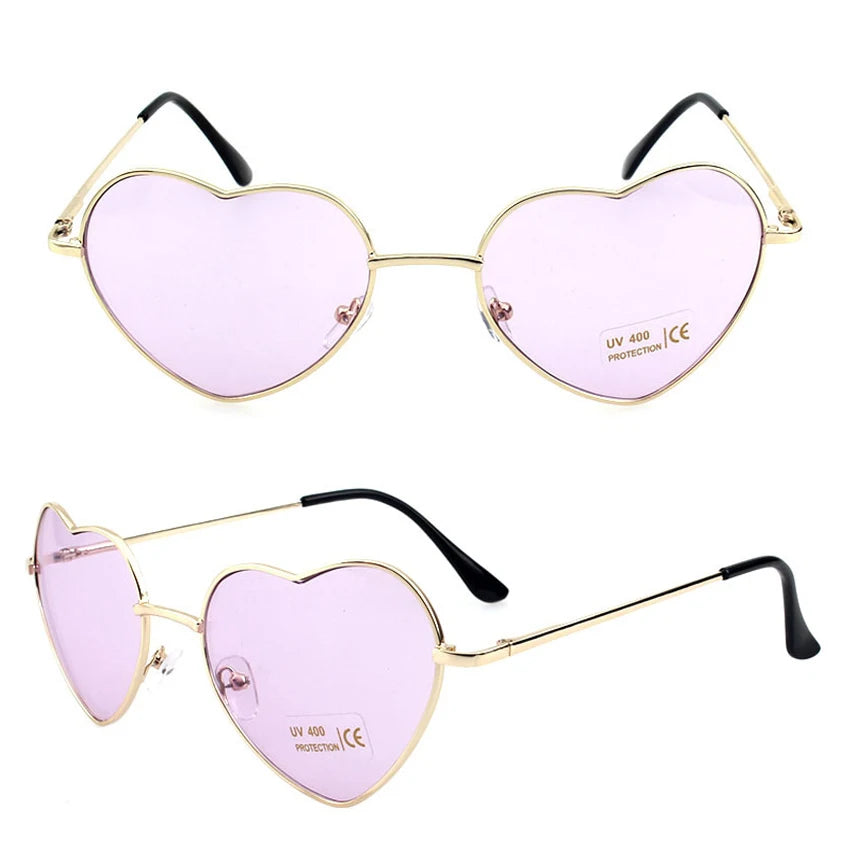 Chic Vintage Heart Frame Women's Sunglasses with UV400 Protection and Mirror Lenses.