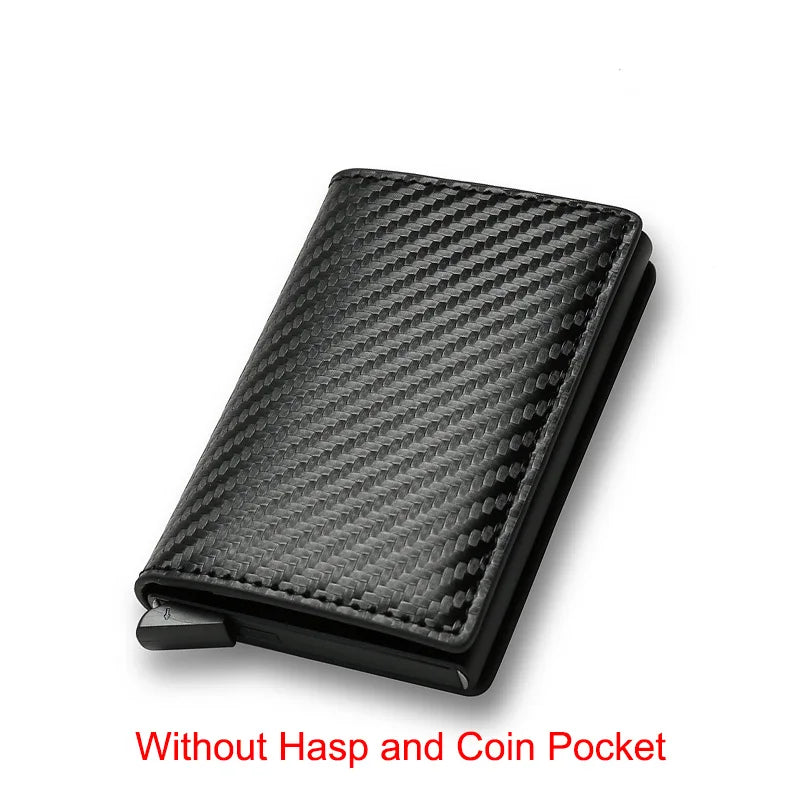 Carbon Fiber Slim Aluminum Men Wallet ID Credit Card Holder Mini RFID Wallet Automatic Pop up Bank Card Case Black Vallet 2023.