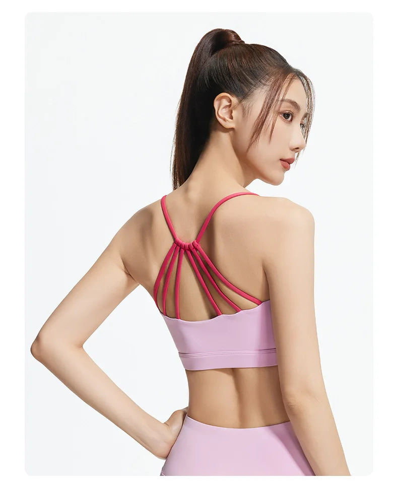 Girl Pink Sport Bra Padded Top 2024 Trend Running Jogger Fitness Strap Vest Yoga Slim Training Cloth Gym Exercise Dry Sportswear.