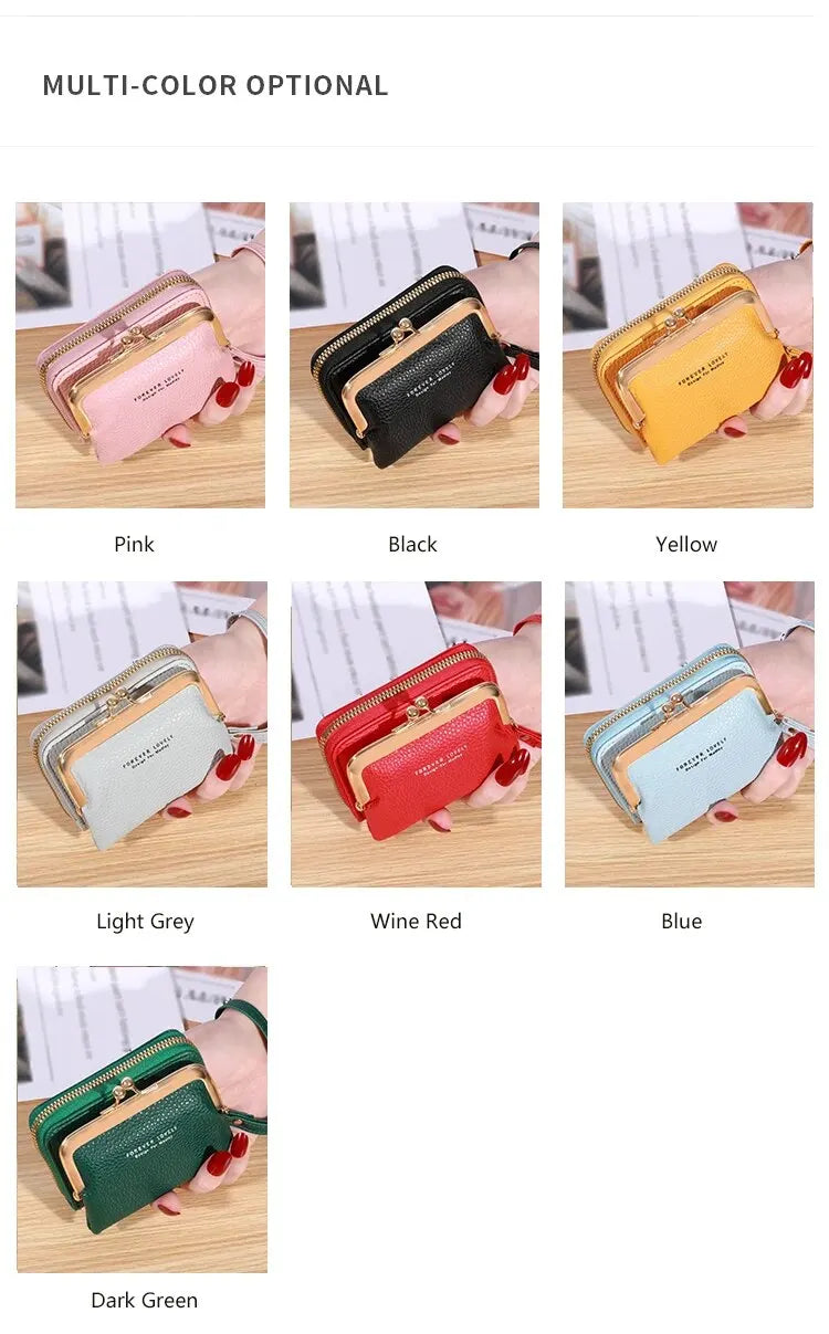 Wallet Women's Fashion Wrist Strap Short Zero Wallet Large Capacity Coin Clip Bag Multiple Card Positions Card Bag Money Clip.