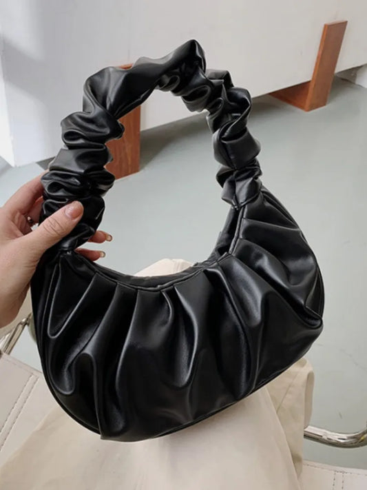 Fashion Pleated Handlebags for Women PU Cloud Bags Leisure Armpit Bag Shopping Shoulder Bags Dumpling Handbag Female Hand Bags.