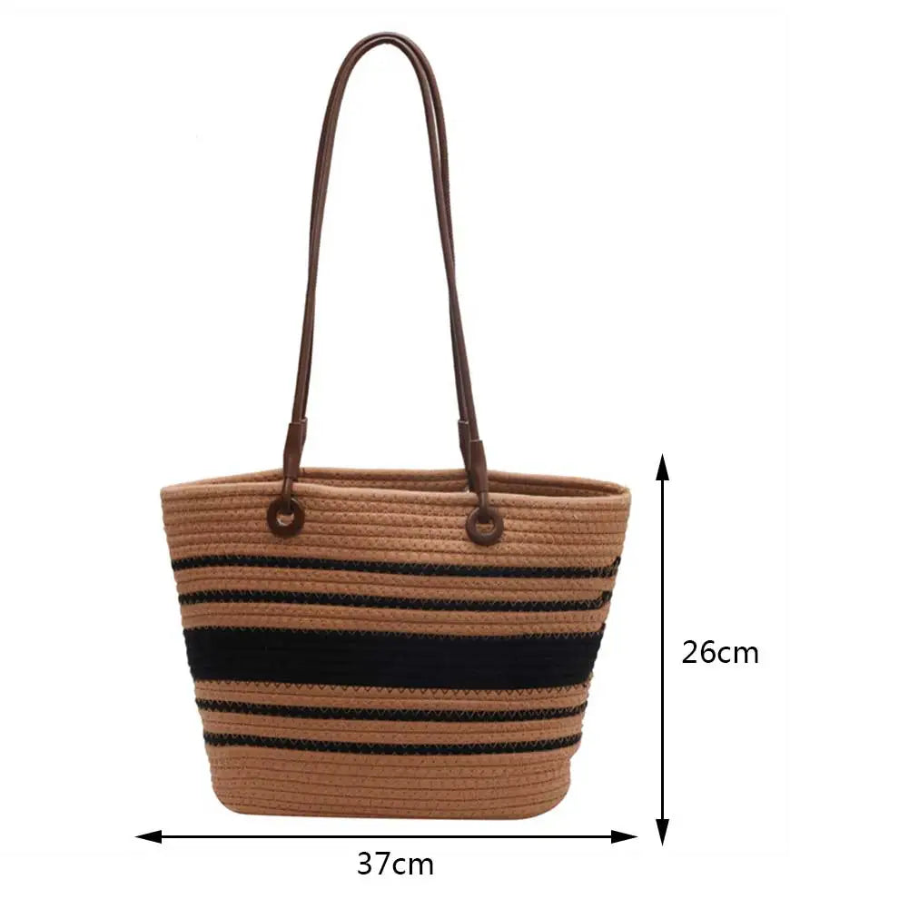 Summer Straw Women Bag Hand-Woven Handbags Handmade Raffia Beach Boho Shoulder Bag Large Tote Bag Tassel Shopping Purses 2024.