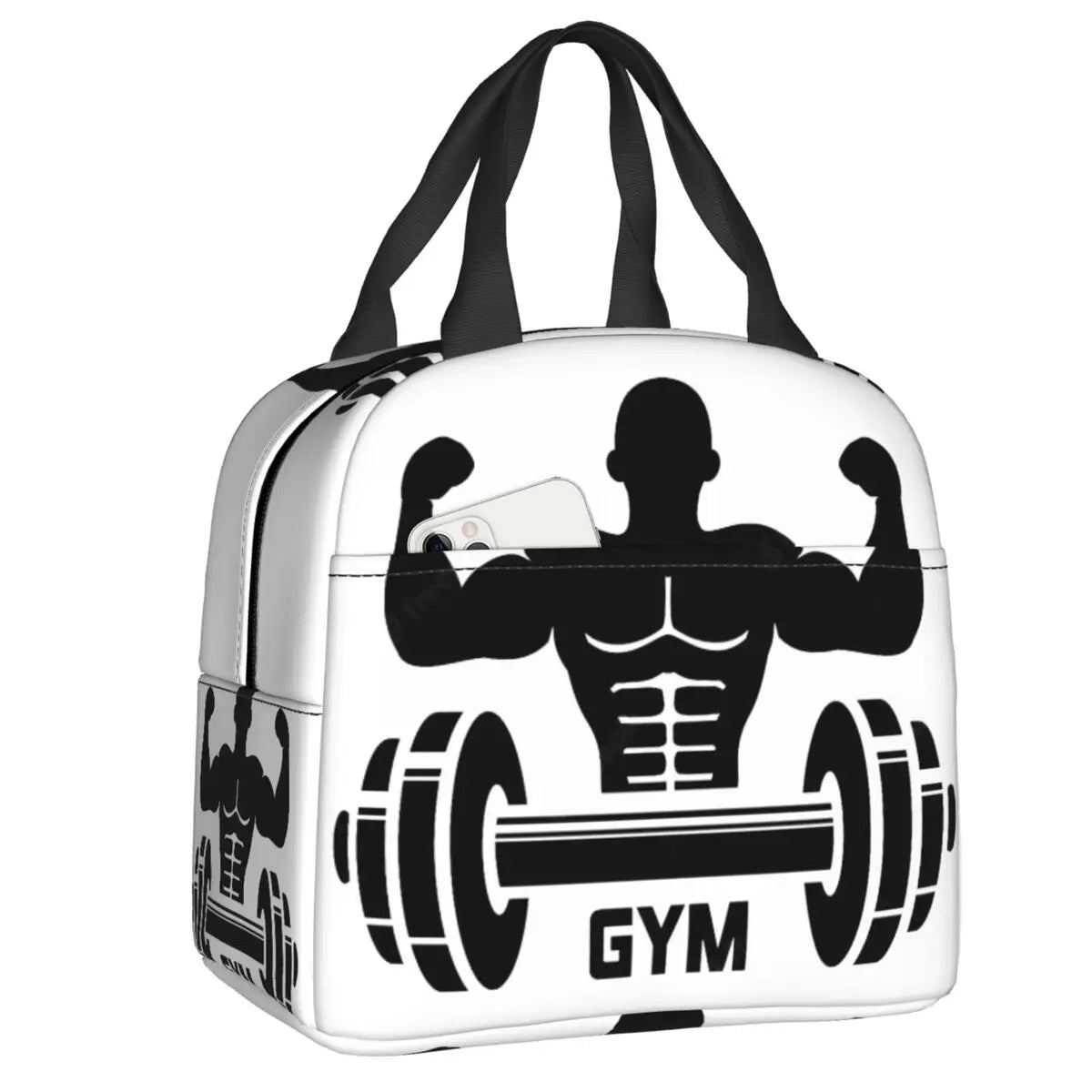 Powerhouse Gym Logo Portable Lunch Boxes Women Waterproof Bodybuilding Fitness Thermal Cooler Food Insulated Lunch Bag.