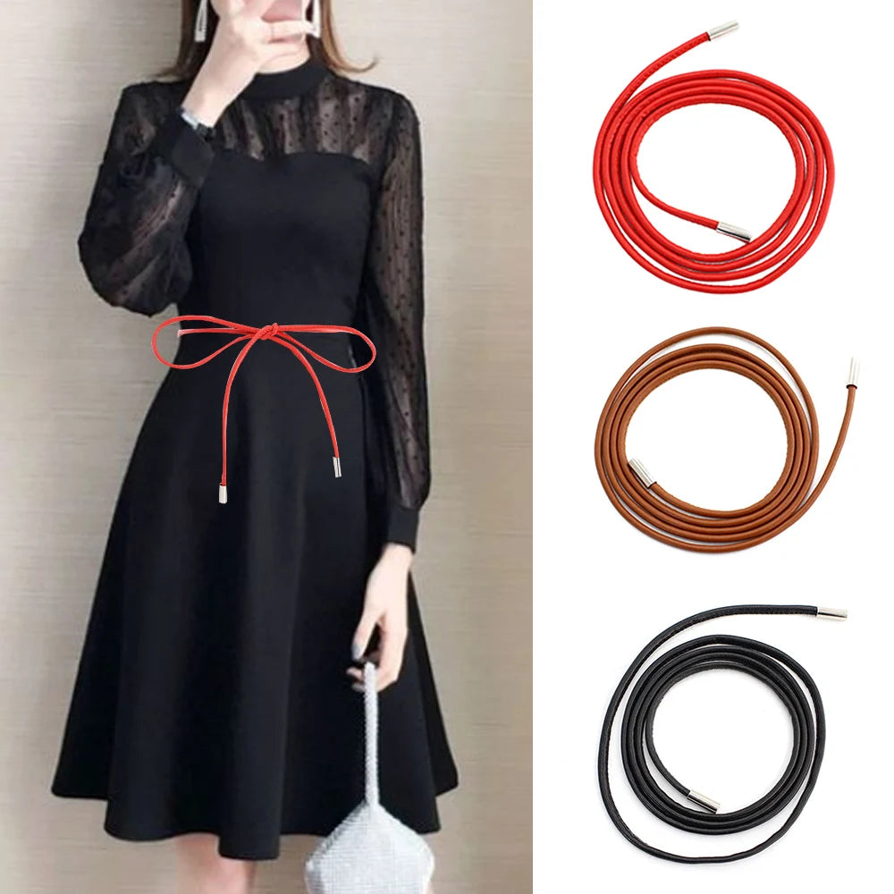 Bohemian Braided Tassel Waist Chain Belt for Women - Stylish Thin Rope Dress Accessory.