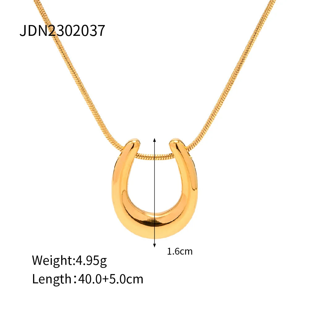 Titanium Steel Geometric U Necklace Women Light Luxury Niche Design Simple Clavicle Chain.