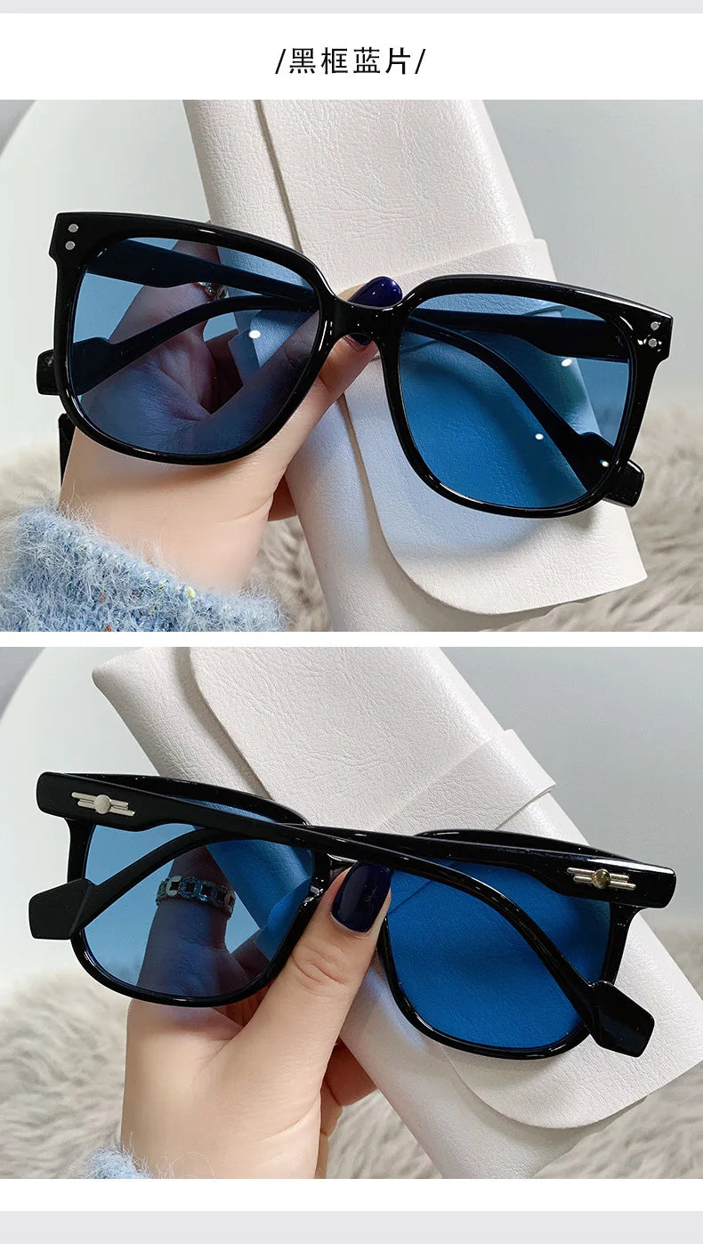 Retro Oversized Gradient Square Sunglasses for Women - Vintage Designer Beach Eyewear.