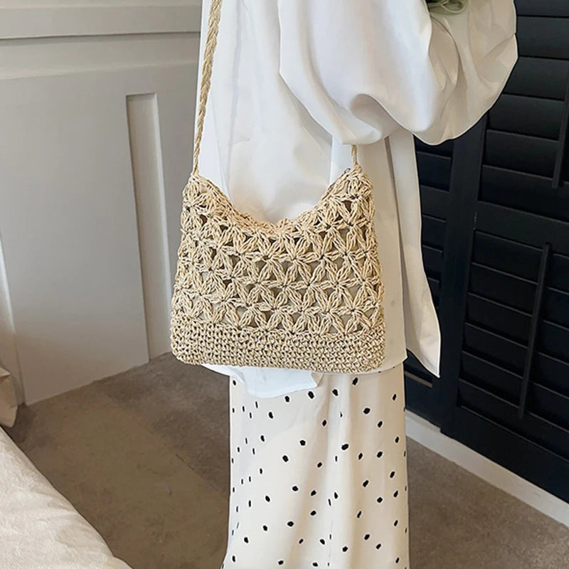 Small Fresh Crossbody Bag, Women's Bag, Straw Woven Shoulder Bag, Niche And Versatile Woven Bag, Simple And Fashionable Handbag.